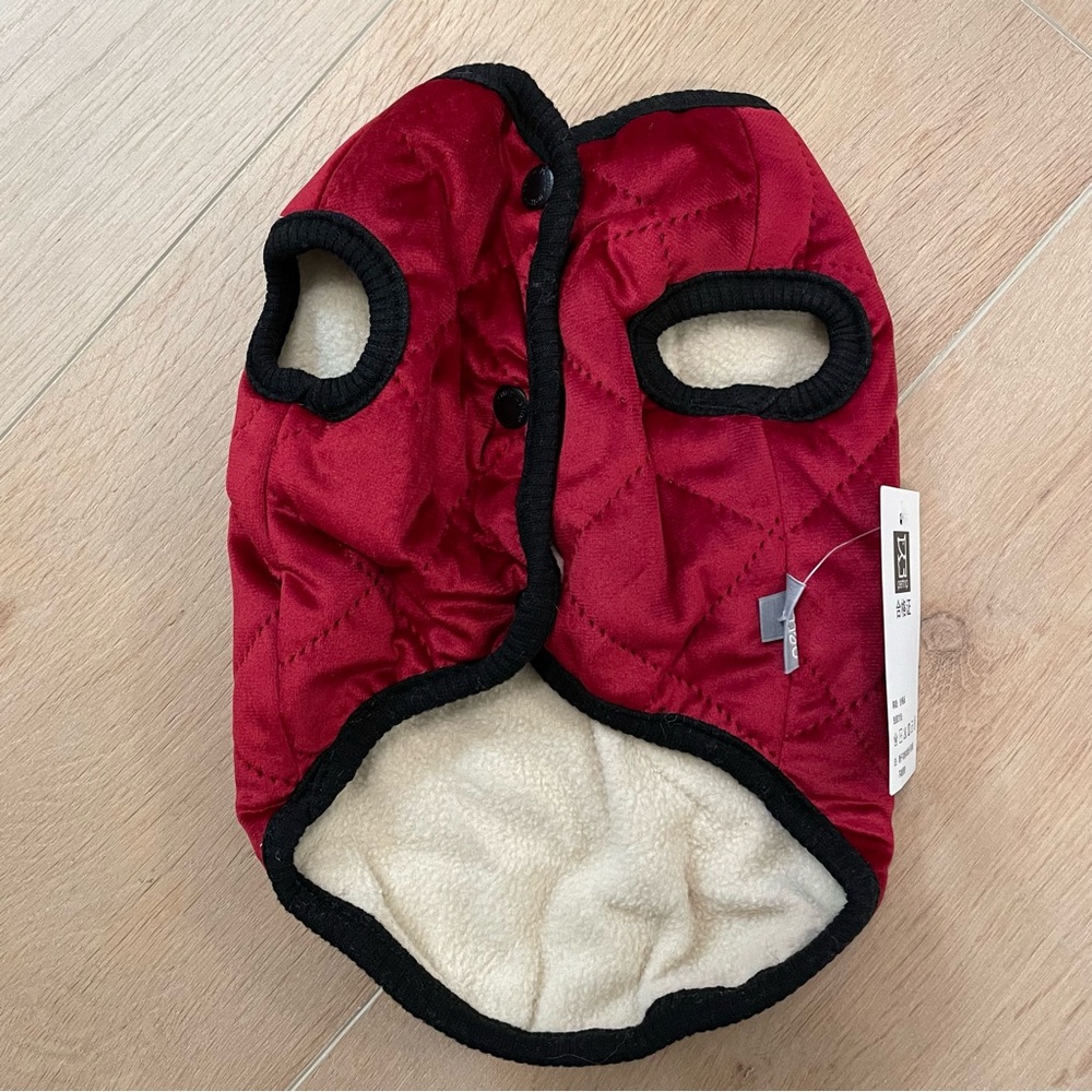 NWT Dog Red Quilted Velvety Vest